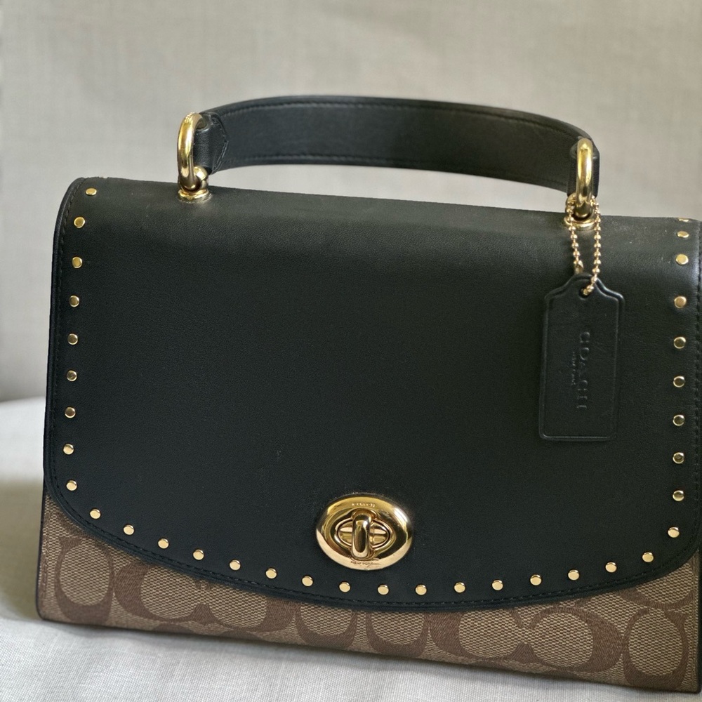 Coach Outlet Tilly Top Handle Bag with Rivets. Crossbody strap not included